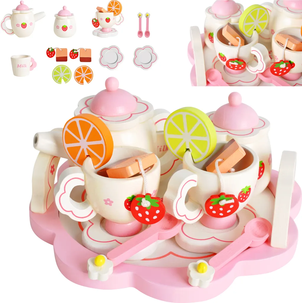 Kinder Teeservice Set Holz Zubehör Für Die Kinderküche, 16-tlg. Ab 3 Jahre Rollenspiele Für Mädchen Und Jungs 9418 2 Kinder Teeservice Set Holz Zubehör Für Die Kinderküche, 16-tlg. Ab 3 Jahre Rollenspiele Für Mädchen Und Jungs 9418 – Bild 2