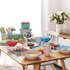 Kombiservice Porzellan, Vancasso Tafelservice Bunt, MACARON 40 Teilig Geschirrset, Mit Je 8 Speiseteller, Dessertteller, Müslischalen, Suppenteller Und Kaffeebecher Für 8 Personen -Küchenzubehör ea232bd3f87fde544183370a8d0412db