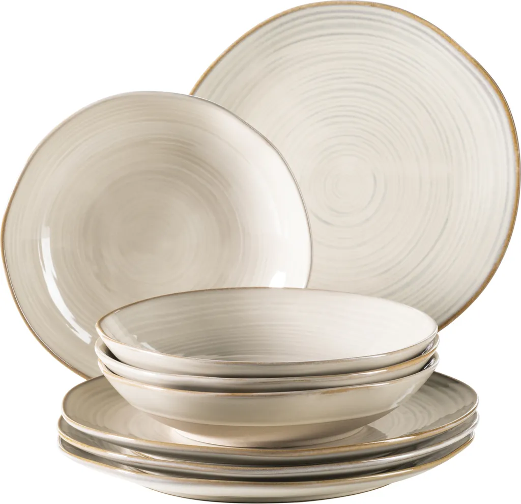 Mäser 931371 Nottingham Vintage Tafel-Service Für 4 Personen Mit Speiseteller Und Suppenteller Im Retro-Look, Steinzeug, Beige, 8-teilig (1 Set) 1 Mäser 931371 Nottingham Vintage Tafel-Service Für 4 Personen Mit Speiseteller Und Suppenteller Im Retro-Look, Steinzeug, Beige, 8-teilig (1 Set)