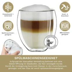 Creano Doppelwandige Gläser 400ml „DG-Bauchig“, 4er Set, Großes Thermoglas Doppelwandig Aus Borosilikatglas, Kaffeegläser, Teegläser, Latte Gläser, Doppelwandgläser -Küchenzubehör f21f88c5ee2986d8bb2d24085fd71ce5