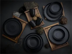 CreaTable 23860 Kombiservice Uno Für 4 Personen, Steinzeug, Schwarz (1 Set, 16-teilig) -Küchenzubehör f224a9b75839e4389bf2cdd8adf66157