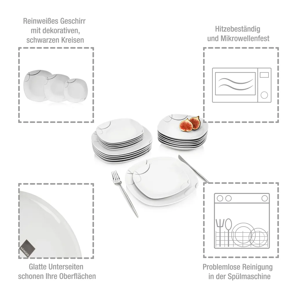Sänger Tafelservice Bilgola Black Lines 18 Tlg. 2 Sänger Tafelservice Bilgola Black Lines 18 Tlg. – Bild 2