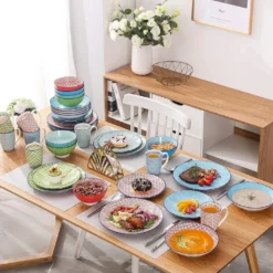 Kombiservice Porzellan, Vancasso Tafelservice Bunt, MACARON 40 Teilig Geschirrset, Mit Je 8 Speiseteller, Dessertteller, Müslischalen, Suppenteller Und Kaffeebecher Für 8 Personen -Küchenzubehör f330202d9c9c3079e9cc9ff2484daabb