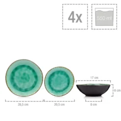 Sänger SÄNGER Steingut Geschirrset Palm Beach, Tafelservice & Servierplatten Set 23 Teilig Für 4 Personen -Küchenzubehör f3730a2a207c6c4e5824c53071a94108