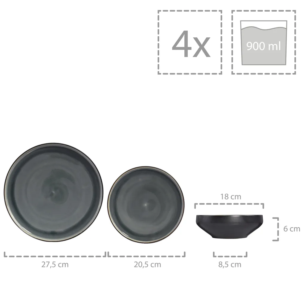 Sänger SÄNGER Steingut Geschirrset Helsinki, Tafelservice 12 Teilig Für 4 Personen 3 Sänger SÄNGER Steingut Geschirrset Helsinki, Tafelservice 12 Teilig Für 4 Personen – Bild 3