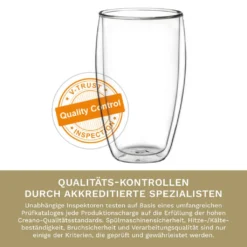 Creano Doppelwandiges Thermoglas 400ml „DG-SH“, Großes Doppelwandglas Aus Borosilikatglas, Doppelwandige Kaffeegläser, Teegläser, Latte Gläser 4er Set -Küchenzubehör f9ba8fbb52f66c9f03f9a509e3e9c3ef