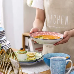 Kombiservice Porzellan, Vancasso Tafelservice Bunt, MACARON 40 Teilig Geschirrset, Mit Je 8 Speiseteller, Dessertteller, Müslischalen, Suppenteller Und Kaffeebecher Für 8 Personen -Küchenzubehör fbfd4661de2b8281655bef92530987ba