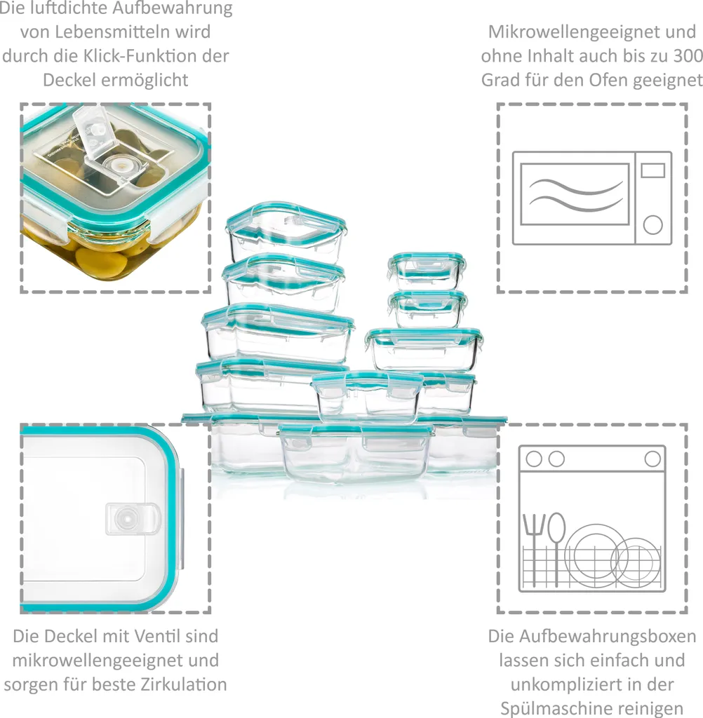 Sänger Frischhaltedosen Set Aus Glas 12er Set 2 Sänger Frischhaltedosen Set Aus Glas 12er Set – Bild 2