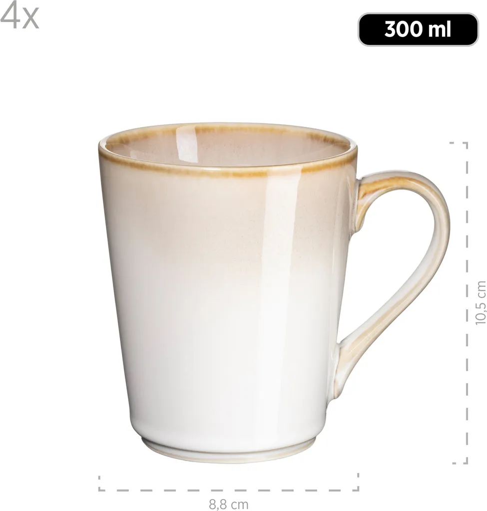 Mäser 931991 Kombiservice La Sinfonia Für 4 Personen, Steinzeug, Beige/creme-weiß (1 Set, 16-teilig) 2 Mäser 931991 Kombiservice La Sinfonia Für 4 Personen, Steinzeug, Beige/creme-weiß (1 Set, 16-teilig) – Bild 2