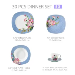 VEWEET 30-teilig Porzellan Tafelservice, Serie 'Hannah', Kombiservice Für 6 Personen, Blau Mit Floral Dekoration 12 VEWEET 30-teilig Porzellan Tafelservice, Serie 'Hannah', Kombiservice Für 6 Personen, Blau Mit Floral Dekoration -Küchenzubehör fec2e6d97f4a1dffa6a9ec79ed4a828d
